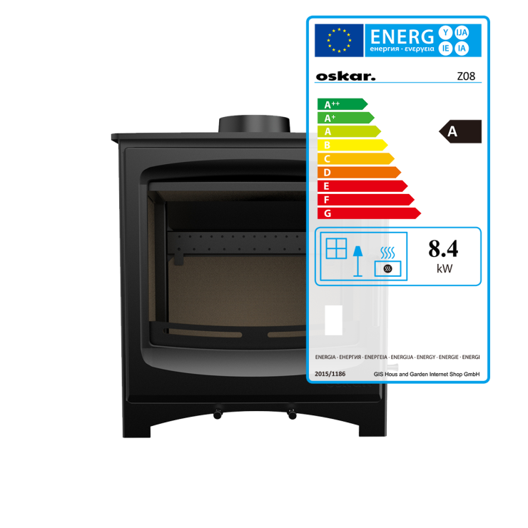 Stufa a legna Oskar 8,4 KW nero